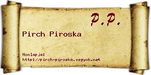 Pirch Piroska névjegykártya